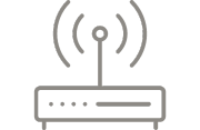 An icon of a wireless router with signal waves emanating from it.